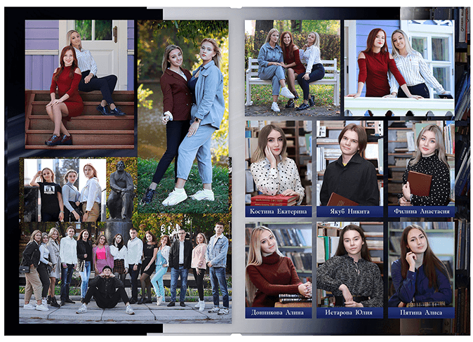 Школьные выпускные фотоальбомы. Выпускные фотоальбомы для старшеклассников. Фотокнига - фотоальбом для выпускников школ. Фотольбом "Библиотека"