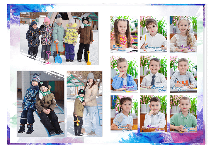 Выпускной альбом для выпускников детских садов . Альбом -  фотокнига "Акварель". Фотоальбом  для первоклассников. Альбом для выпускников.