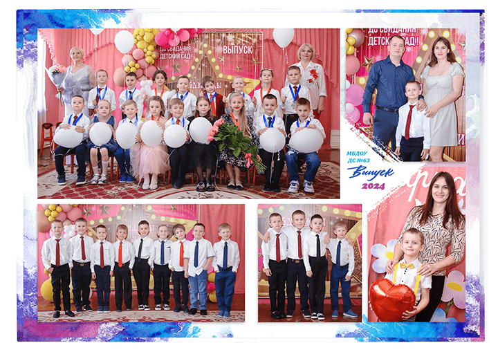 Выпускной альбом для выпускников детских садов . Альбом -  фотокнига "Акварель". Фотоальбом  для первоклассников. Альбом для выпускников.