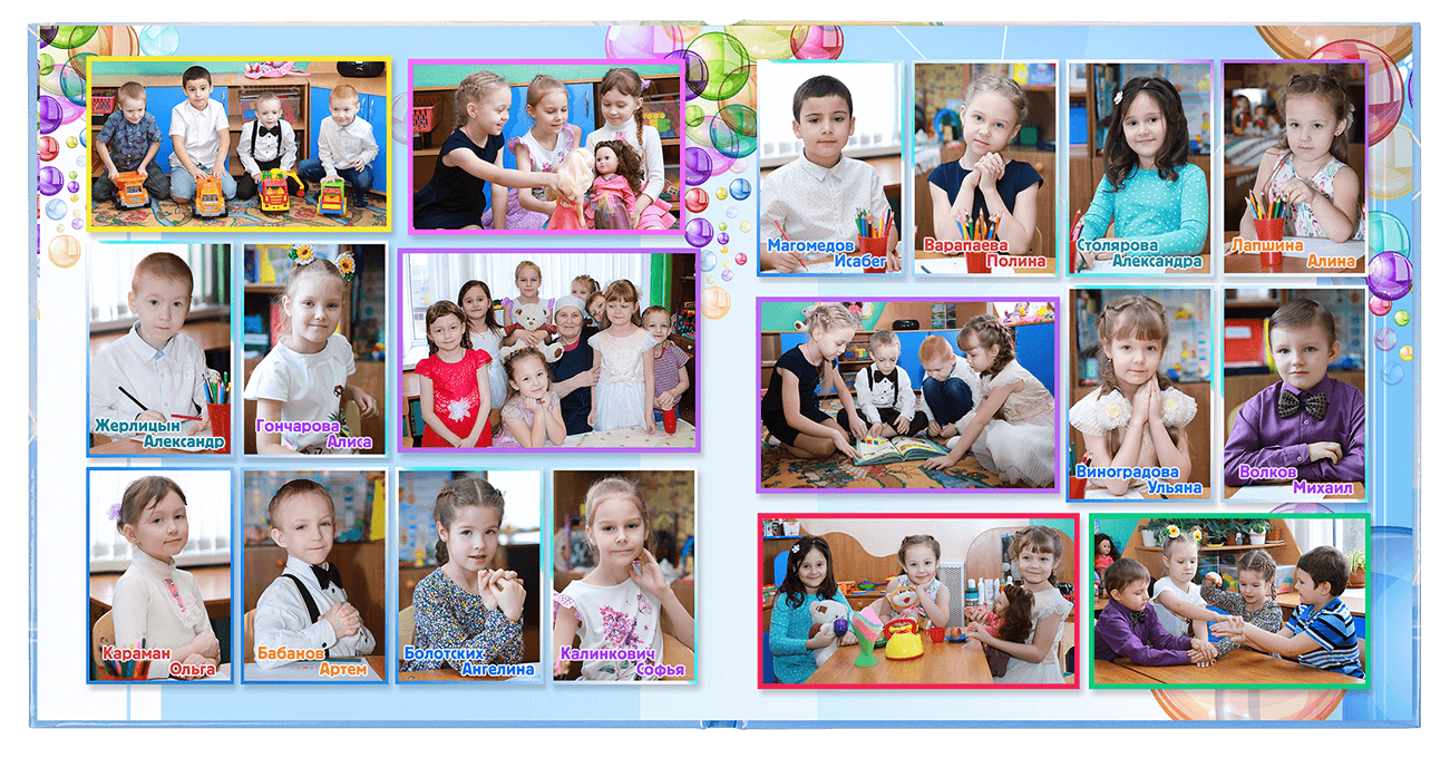 Выпускной альбом для выпускников детских садов . Альбом -  фотокнига "Мыльные пузыри". Фотоальбом  для первоклассников. Альбом для выпускников.