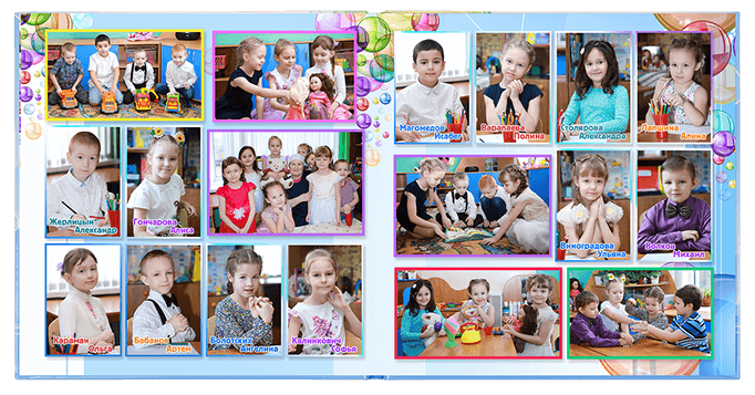 Выпускной альбом для выпускников детских садов . Альбом -  фотокнига "Мыльные пузыри". Фотоальбом  для первоклассников. Альбом для выпускников.